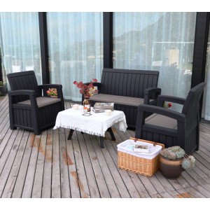 Faro 4 Seater Garden Sofa Set - Black